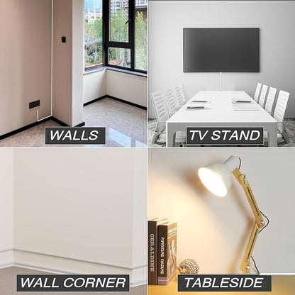 39" Silicone Cord Hider for Wall Mount TV,Self-Adhesive Cable Hider for 1 Cord(1/4" Diameter),Cable Management Under Desk,Cord Organizer,Cable Raceway Home & Office Trim,Cord Concealer Channel,White
