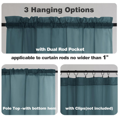 Stone Blue Sheer Valances for Windows 2 Pack (2 Count)