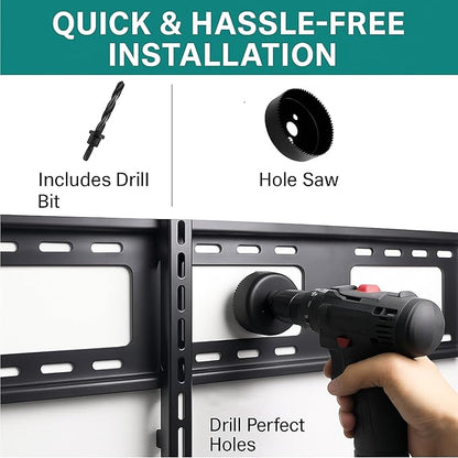 in-Wall Cable Management kit, Cord Hiding for Wall, Hide TV Wires When Mounting A TV, Includes Power & Low Voltage Cable Management, Includes Hole Saw Drill Attachment for Easy Install