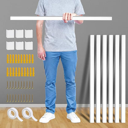 236in Cord Hider Kit, Cord Covers for Wires on Wall, Long, Large, Cord Hider for Wall Mount tv, Paintable Cable Raceway, tv Cable Hider Wall kit, Wire Covers for Cords,6X(L39.4in W0.95in H0.5in) White