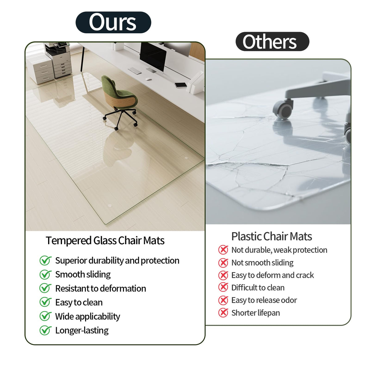 60" x 80" Office Chair Mat for Hardwood Floors & Carpets
