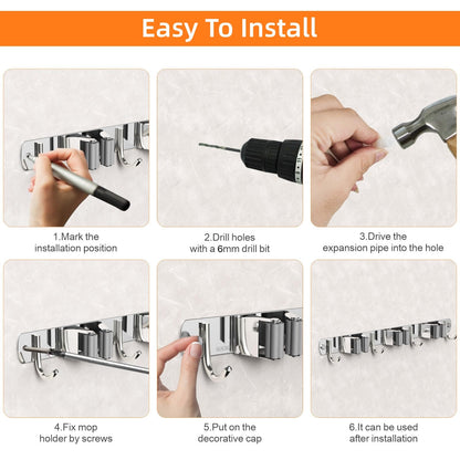 2 Pack Mop and Broom Holder Wall Mount (2 Count)