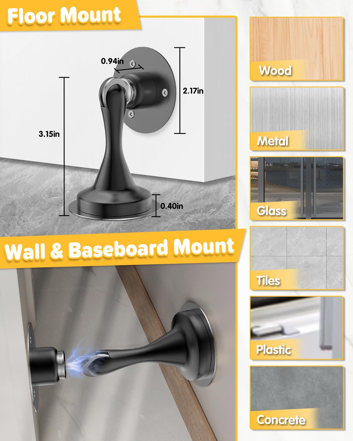 Door Stopper Magnetic Door Catch 2 Pack Stainless Steel Magnetic Door Stop