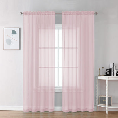 Sheer Blush Pink Curtains 90 inches Long 2 Panels (2 Count)