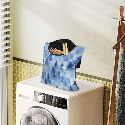 Winter Pine Forest Laundry Clothespin Bag Holds 100 Medium