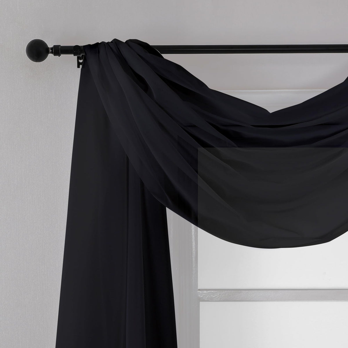 Extra Long Black Sheer Curtains 144 inch 2 Panels (2 Count)