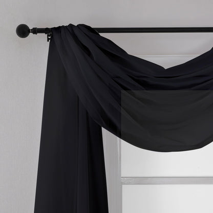 Extra Long Black Sheer Curtains 144 inch 2 Panels (2 Count)