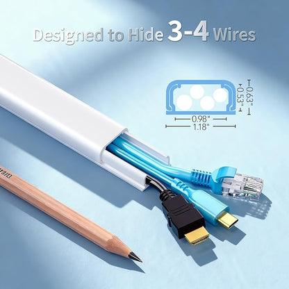 Cord Covers for 3-4 Wires on Wall, Wuitaouy 70.8in Cord Hider Kit, Self-Adhesive Wire Hider Wire Covers for Cords on Wall, Paintable Tv Cable Hider Cable Management, W1.18 H0.6in, White