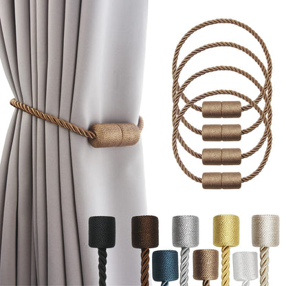 4 Pack Strong Magnetic Curtain Tiebacks Outdoor Elegant Decorative Tie Backs Modern Rope Tiebacks for Drapes Window Curtain Holdbacks for Draperies (4 Count)