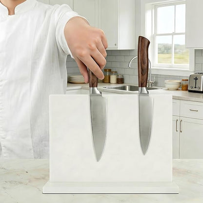 THMINS White Magnetic Knife Holder, Double-Sided Magnetic Knife Block Universal Multi-function Display Rack for Kitchen Counter