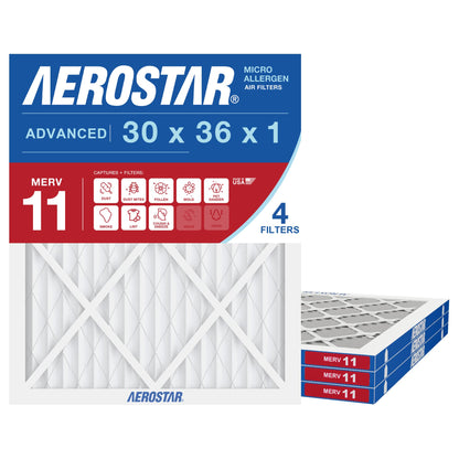 30x36x1 MERV 11 High Efficiency Pleated Air Filter (4 Count)