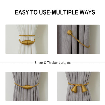 Magnetic Curtain Tiebacks 8 Pack Outdoor Rope Curtain Tie Backs Decorative Window Treatment Holdbacks for Home Decorative Curtain (8 Count)