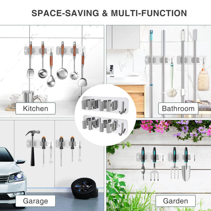 Wall Mount Mop and Broom Holder (4 Count)