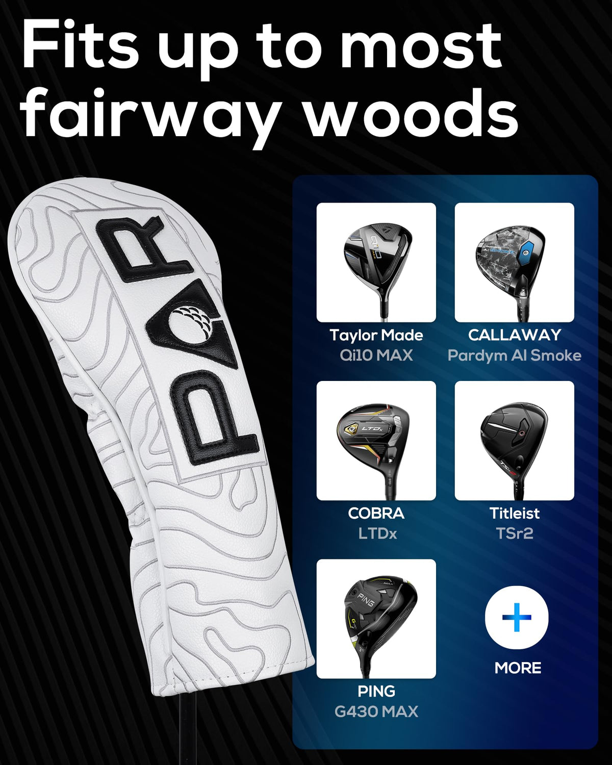 Set of 4pcs Golf Club Headcover Full Set Driver Fairway Hybrid Headcover Leather Golf Club Head Covers