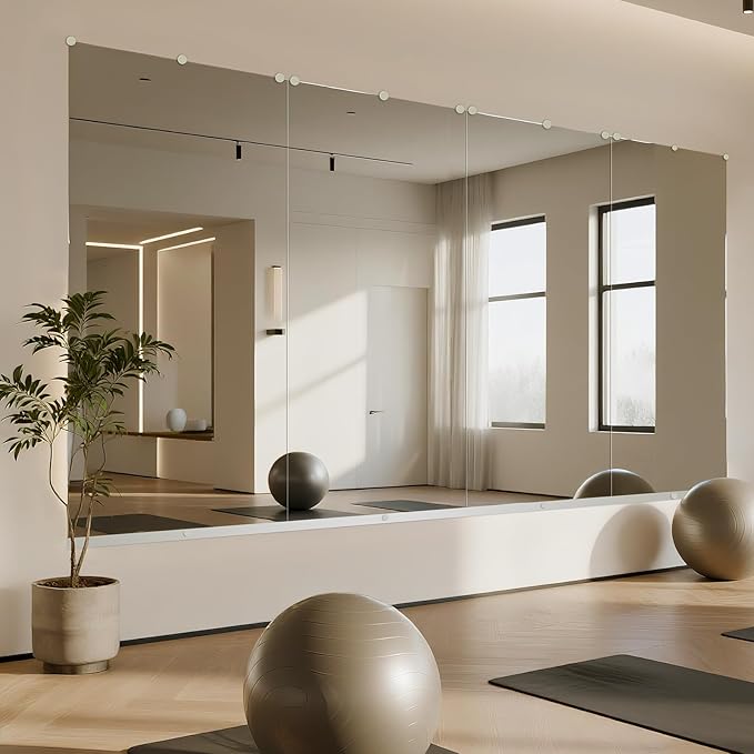 Home Gym Mirror, Set of 2Pcs 48″×30″ Large Gym Mirrors, Tempered Glass Full Length Wall Mirrors, Full Body Mirror for Bedroom, Wall Mounted Mirror for Gym, Bedroom, Door