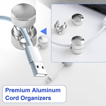 SmallCat 3 Sets Charger Holders for Cords, Silver Adjustable Cable Anchor Holders, Adhesive Metal Cord Clips, Cable Management Wire Organizers for Desk, Office, Nightstand