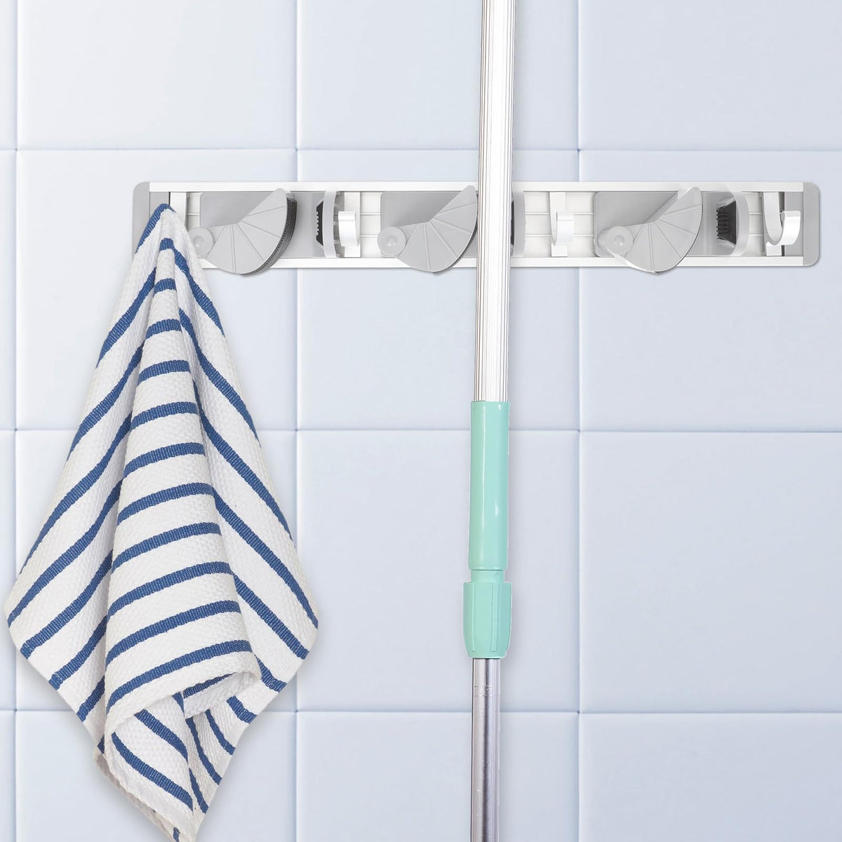 Space Aluminum Mop Hanging Hooks Rack