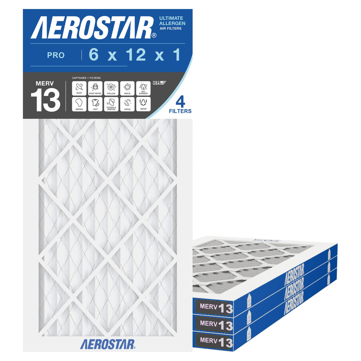 Air Filter 6x12x1 MERV 13 AC Filter (4 Count)