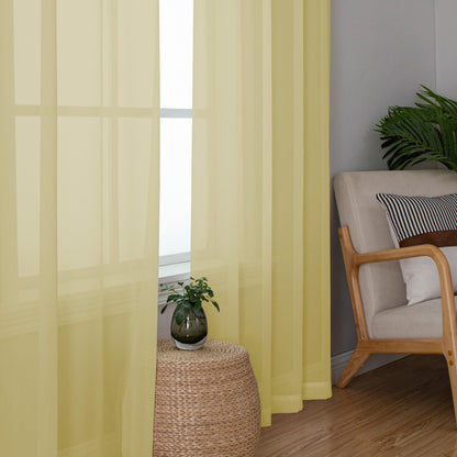 Yellow Sheer Curtains 84 Inches Long for Living Room (2 Count)
