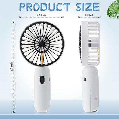 Rossesay 12 Pack Mini Portable Handheld Fan Bulk for Travel 3 Speeds, Rechargeable USB Battery Operated, Small Personal Eyelash Fans for Women Outdoor(White,Simple Style)