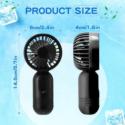 Rossesay 1 Pcs Mini Portable Fan Bulk Cute Handheld Lightweight Small Little Personal Hand Eyelash Fan 3 Speeds USB Rechargeable for Women Men Indoor Outdoor Makeup Travel (Black)