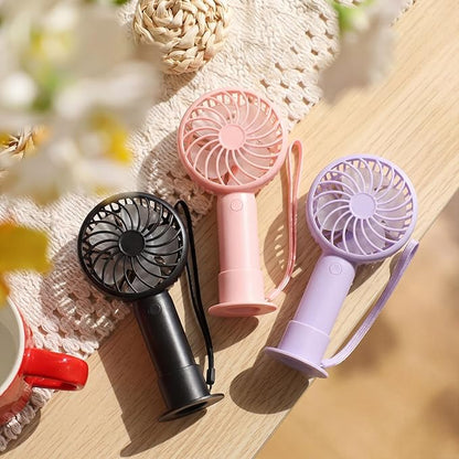 Tujoe 3 Pcs Mini Powerful Handheld Fan 3 Speed Personal Small Portable Rechargeable Fan with Base USB for Women Eyelash Makeup Office Travel Beach Indoor Outdoor (3 Colors)