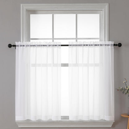 White Sheer Curtains 30 inch Length 2 Panels (2 Count)