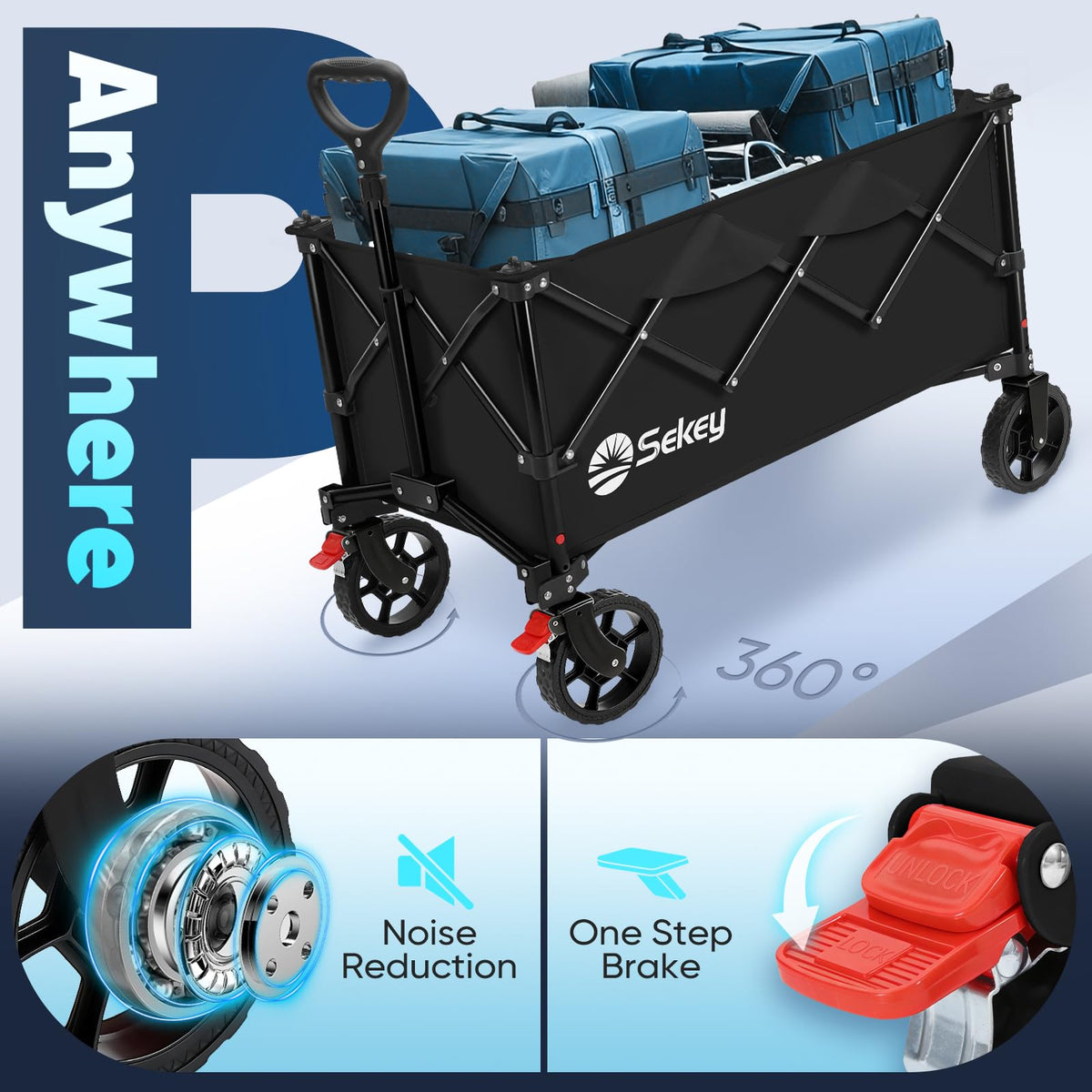 Collapsible Foldable Wagon with 300lbs Weight Capacity