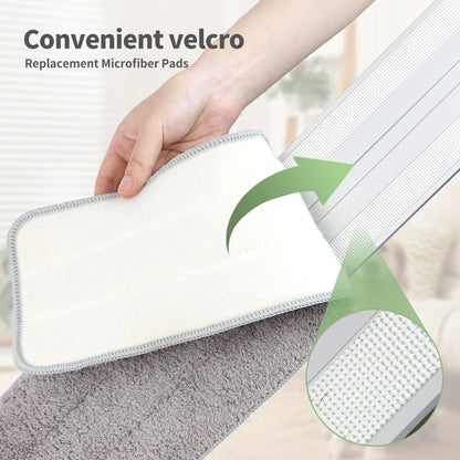 18" Commercial Flat Microfiber Floor Mop Cleaning System with 4 Washable Pads Cleaner for Laminate Tile