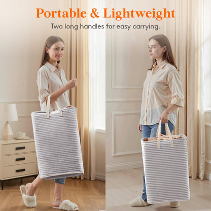 65L Collapsible Laundry Basket with Extended Handles