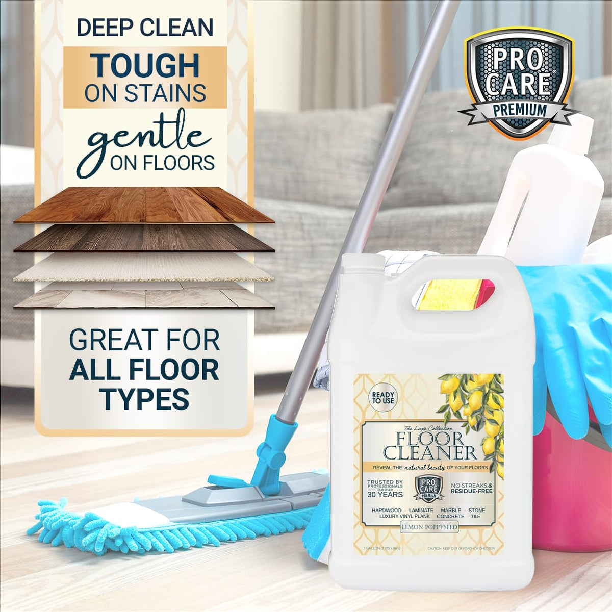 Floor Cleaner Ready to Use Lemon Poppyseed (128 Fl Oz)