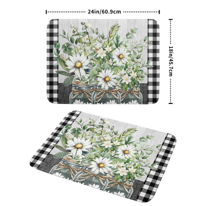 Daisy Floral Dish Drying Mat for Kitchen Counter Watercolor Flowers Absorbent Dishes Drainer Rack Mat 18x24 Inch Microfiber Dish Drying Pads Spring Kitchen Drying Dishes Pad Countertops