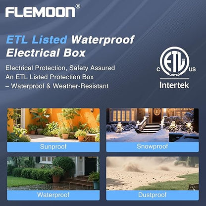 Flemoon [2 Pack] IP55 Small Outdoor Electrical Box Waterproof (Inner 5.9 x 3.2 x 1.8inch), Extension Cord Cover with Detachable Awning Covers for Plug, Outlet, Holiday Lights, Brown