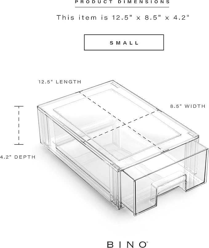 BINO | Stackable Storage Drawers, Small - Clear | THE CRATE COLLECTION | Storage Bins With Drawers | Bathroom Organizers | Under Sink Organizer | Vanity Cabinet Home Organization