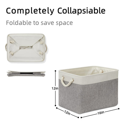 Large Fabric Collapsible Cube Storage Baskets for Organizing 16x12x12