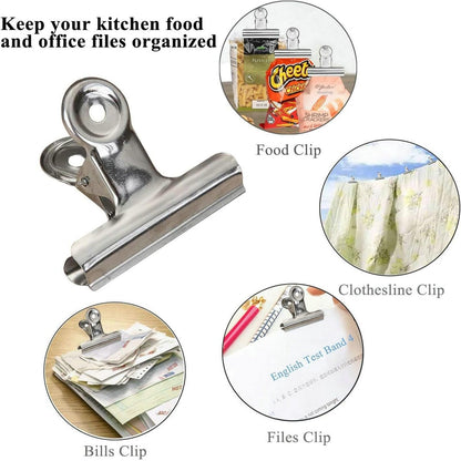 18 Pack Stainless Steel Chip Bag Clips Heavy Duty Food Bags Clamp Clips for Kitchen Office School (18 Count)