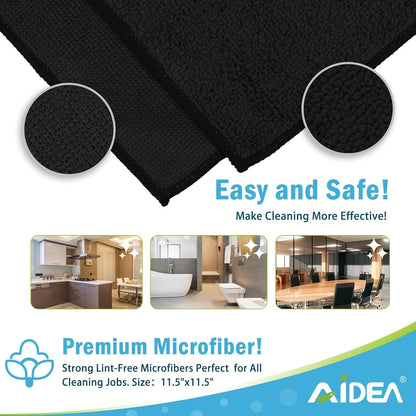 Microfiber Cleaning Cloth Black 20PK (20 Count)