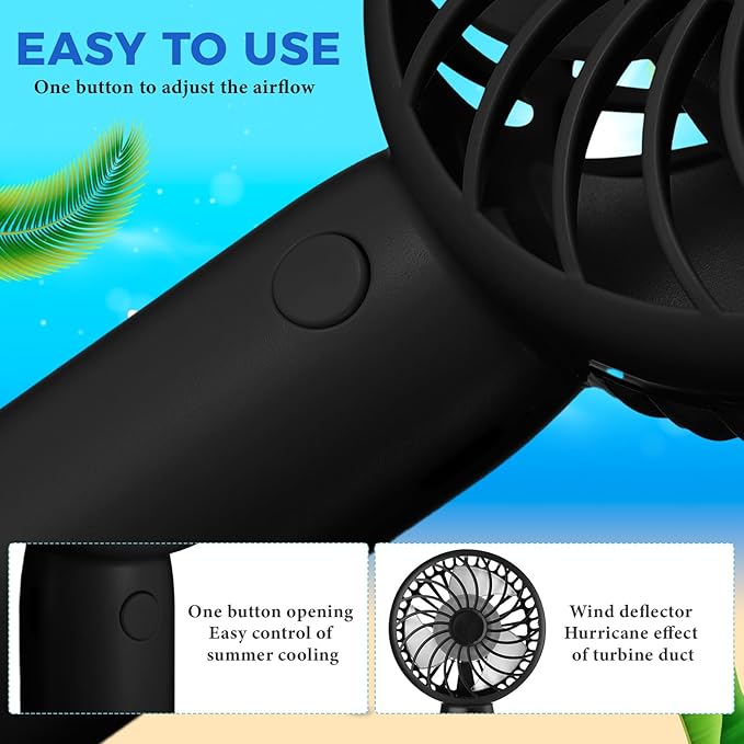 Tujoe 6 Pcs Mini Powerful Handheld Fan 3 Speed Personal Small Portable Rechargeable Fan with Base USB for Women Eyelash Makeup Office Travel Beach Indoor Outdoor (Colorful)
