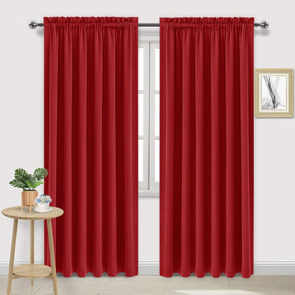 Wide Blackout Curtains for Bedroom Living Room 70 x 84 Inch Long Red