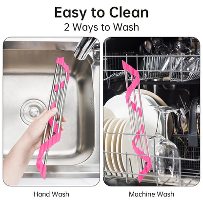 Triangle Roll Up Dish Drying Rack 304 Stainless Steel Rose