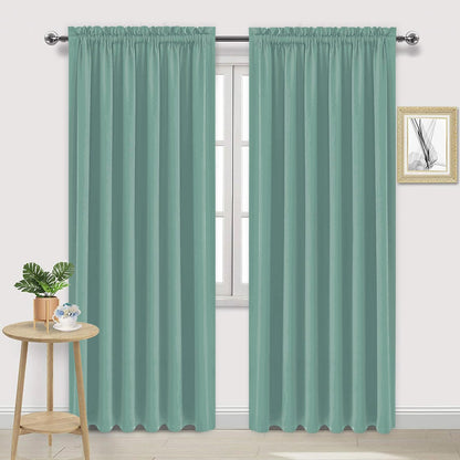 Wide Blackout Curtains for Bedroom 70 x 84 Inch Long Sage Green (2 Count)