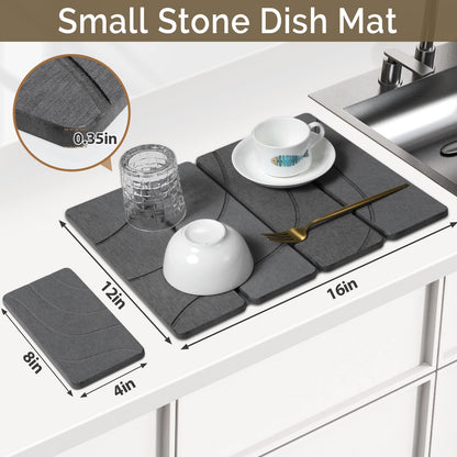 Small Stone Dish Drying Mat for Kitchen Counter (2 Count)