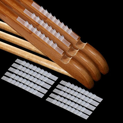 Non Slip Hangers Grips, 200 Pcs Rubber Clothes Hanger Grips Adhesive Clothing Hanger Grip Clear Rubber Hangers Non Slip Grip with Fins Strips Grippers for Home Stores, 2.8 x 0.2 Inch
