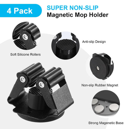 4PCS Magnetic Mop Broom Holder (4 Count)