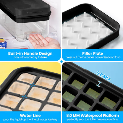 1" Ice Cube Tray with Lid and Bin