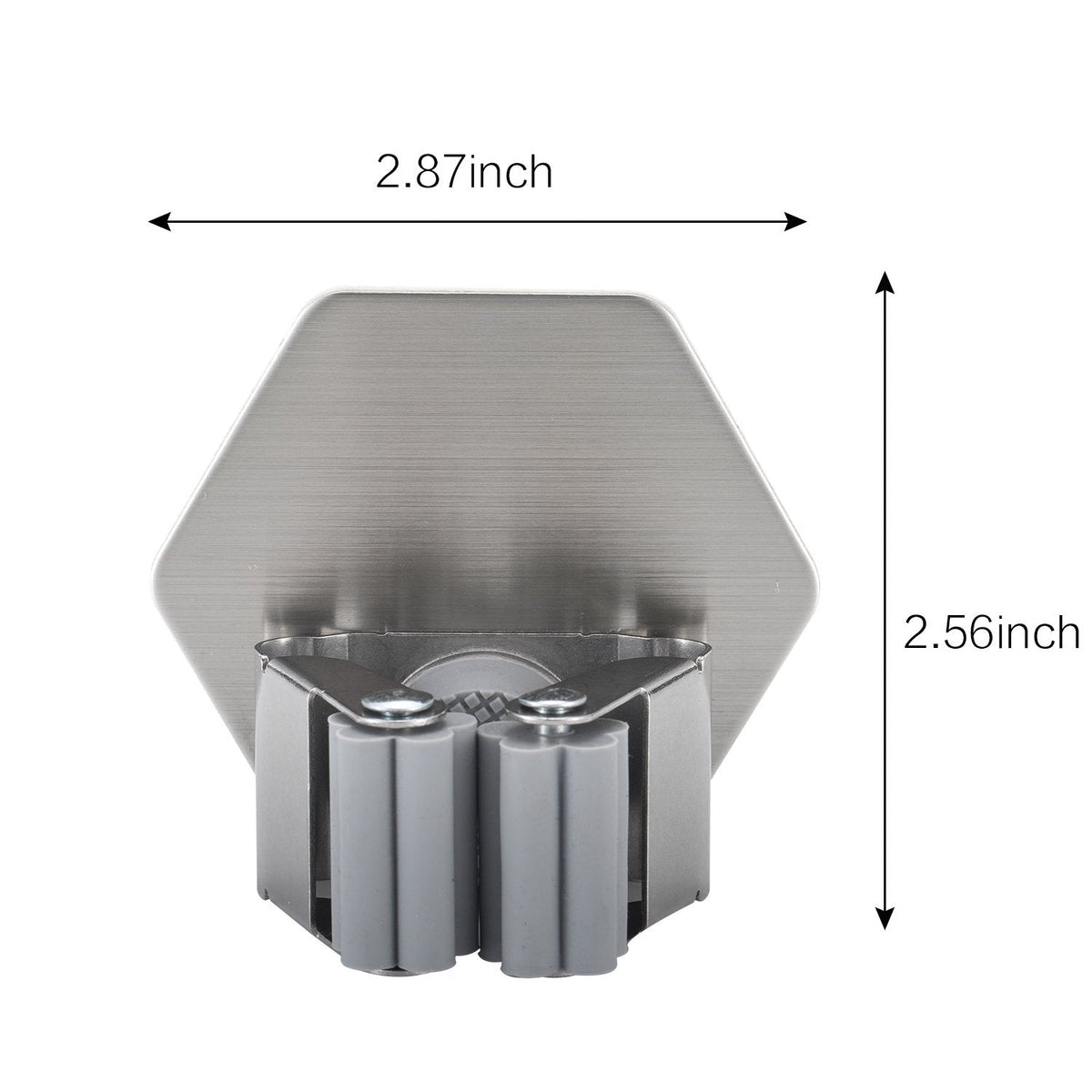 Mop and Broom Organizer Garage Tool Storage Rack Stainless Steel Broom Gripper Mop Holder with 3M Self Adhesive (3 Count)