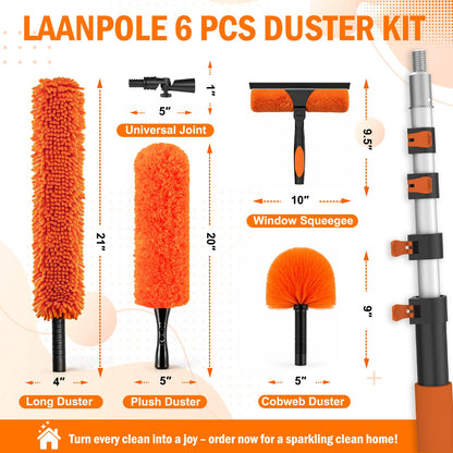20FT High Reach Duster Cleaning Kit with Extension Pole