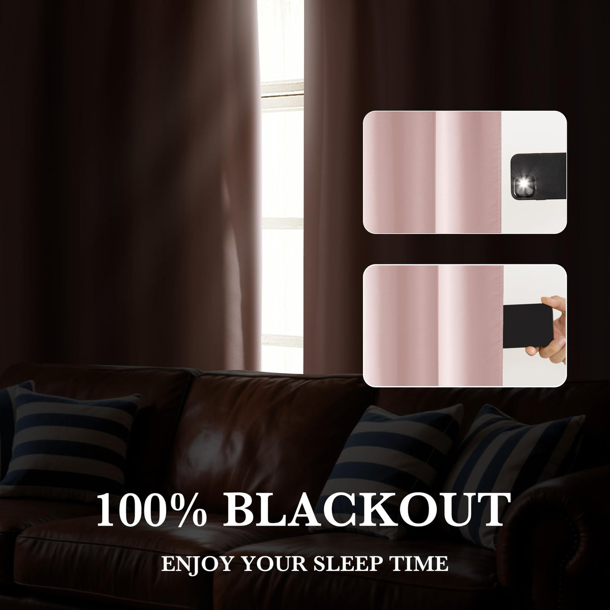 Bedroom Blackout Curtains 63 inches Long (2 Count)