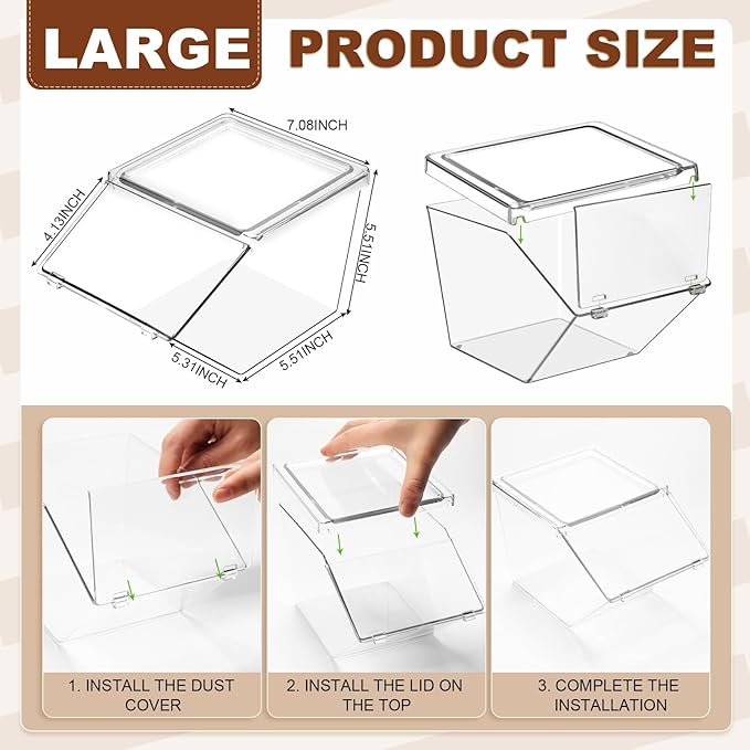 Yerliker 6 Pcs Clear Plastic Storage Bins with Lids Stackable Pantry Storage Organizer Kitchen Cabinet Organizers Ideal Containers for Coffee Pod Tea Sugar Bag Cabinet Home (Extra Large)
