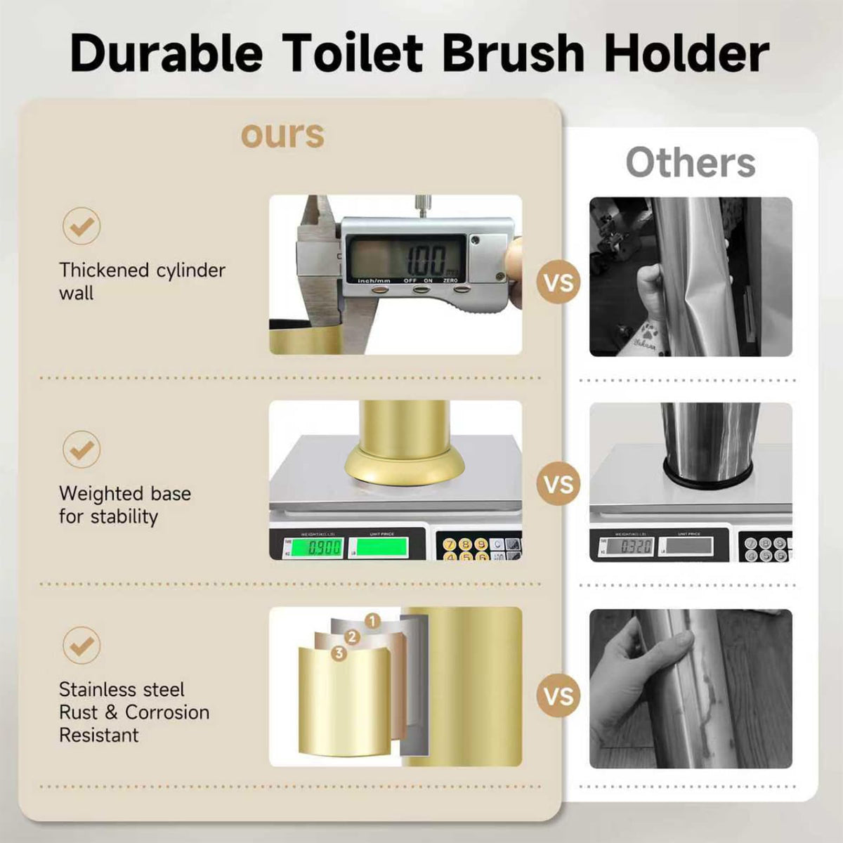 Gold Toilet Brush and Holder